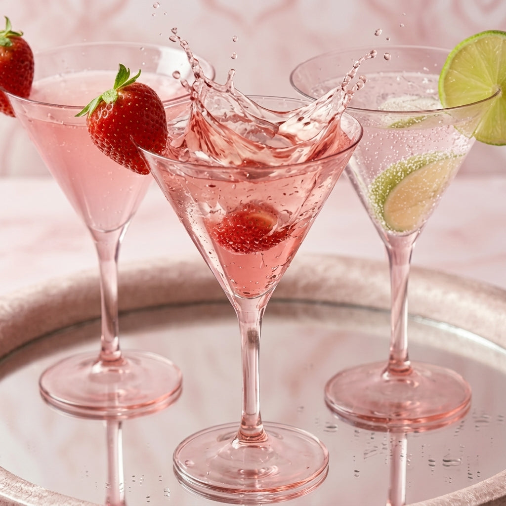 Vintage Sky Blue Textured Coupe Glass Set - 6 Pieces