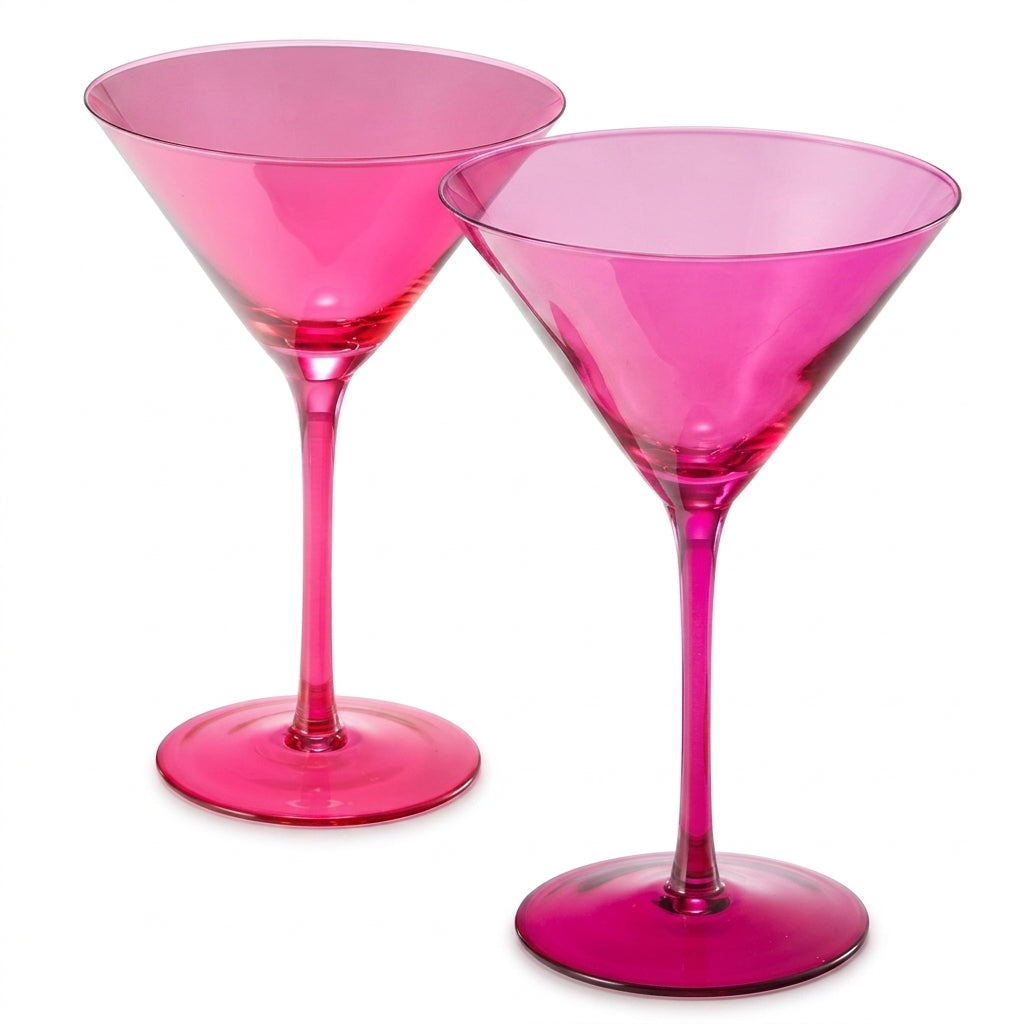 Vibrant Fuchsia Martini Glass Set (Set of 2)