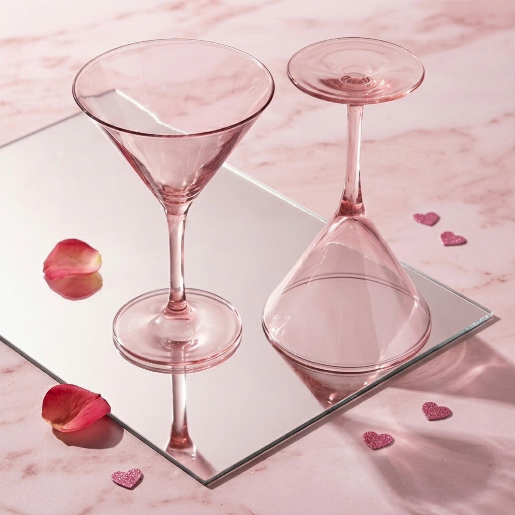 Vintage Sky Blue Textured Coupe Glass Set - 6 Pieces