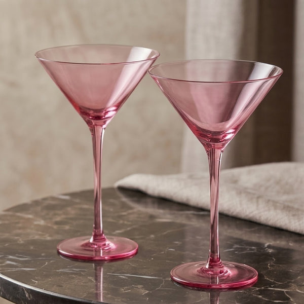 Delicate Blush Pink Martini Glass Set (Set of 2)