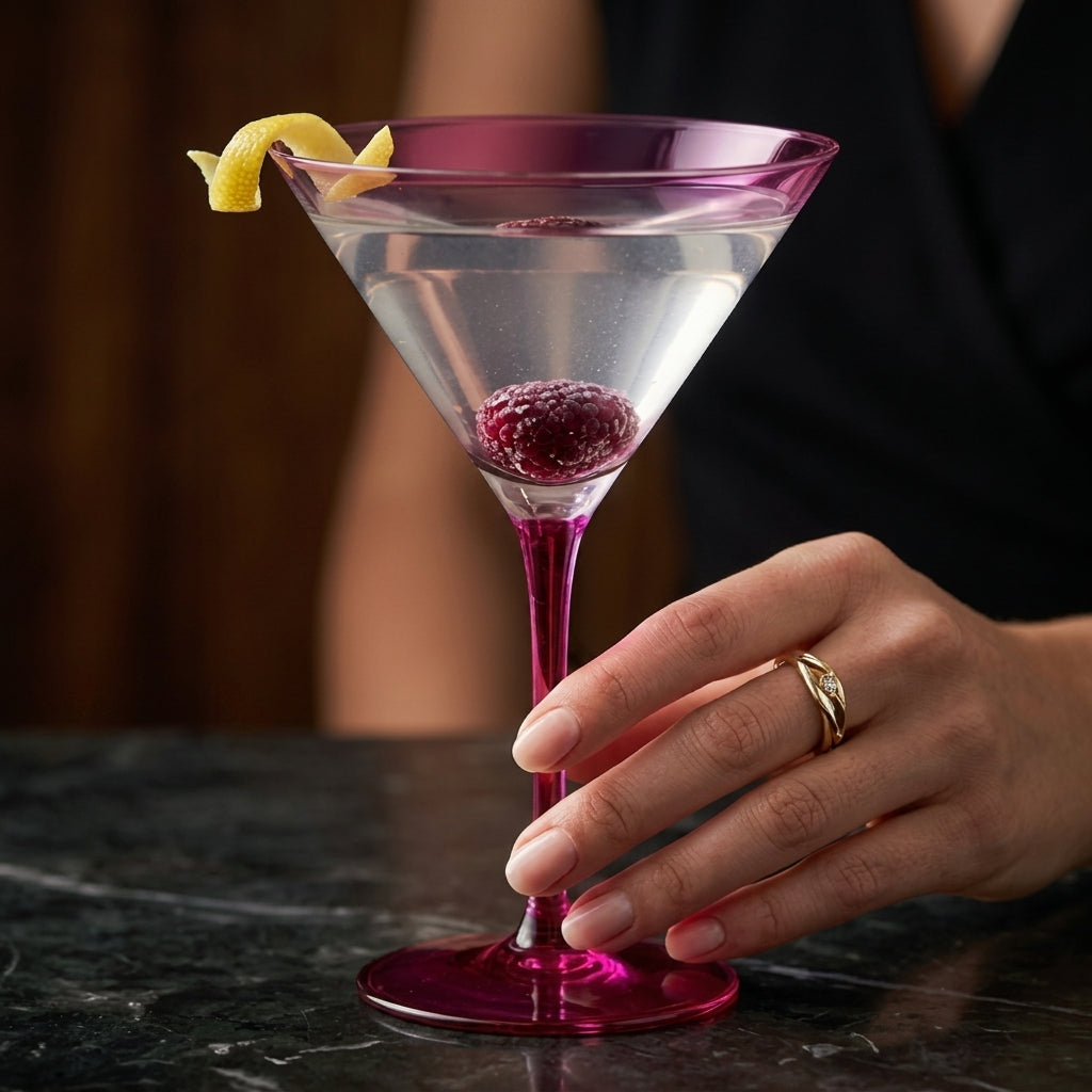 Vibrant Fuchsia Martini Glass Set (Set of 2)