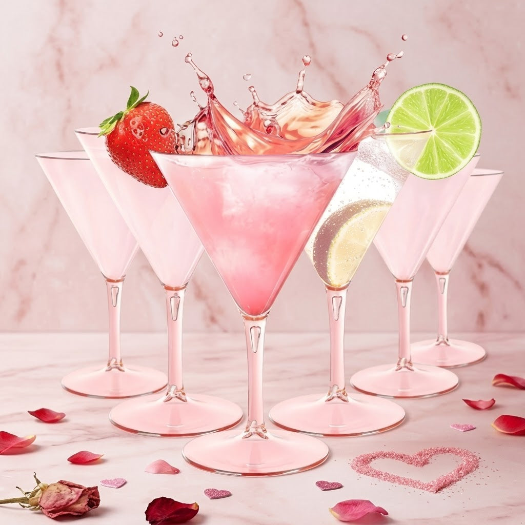 Vintage Sky Blue Textured Coupe Glass Set - 6 Pieces