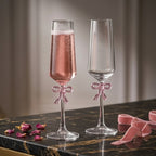 Coquette Pink Bow Champagne Flute Set (Set of 2)