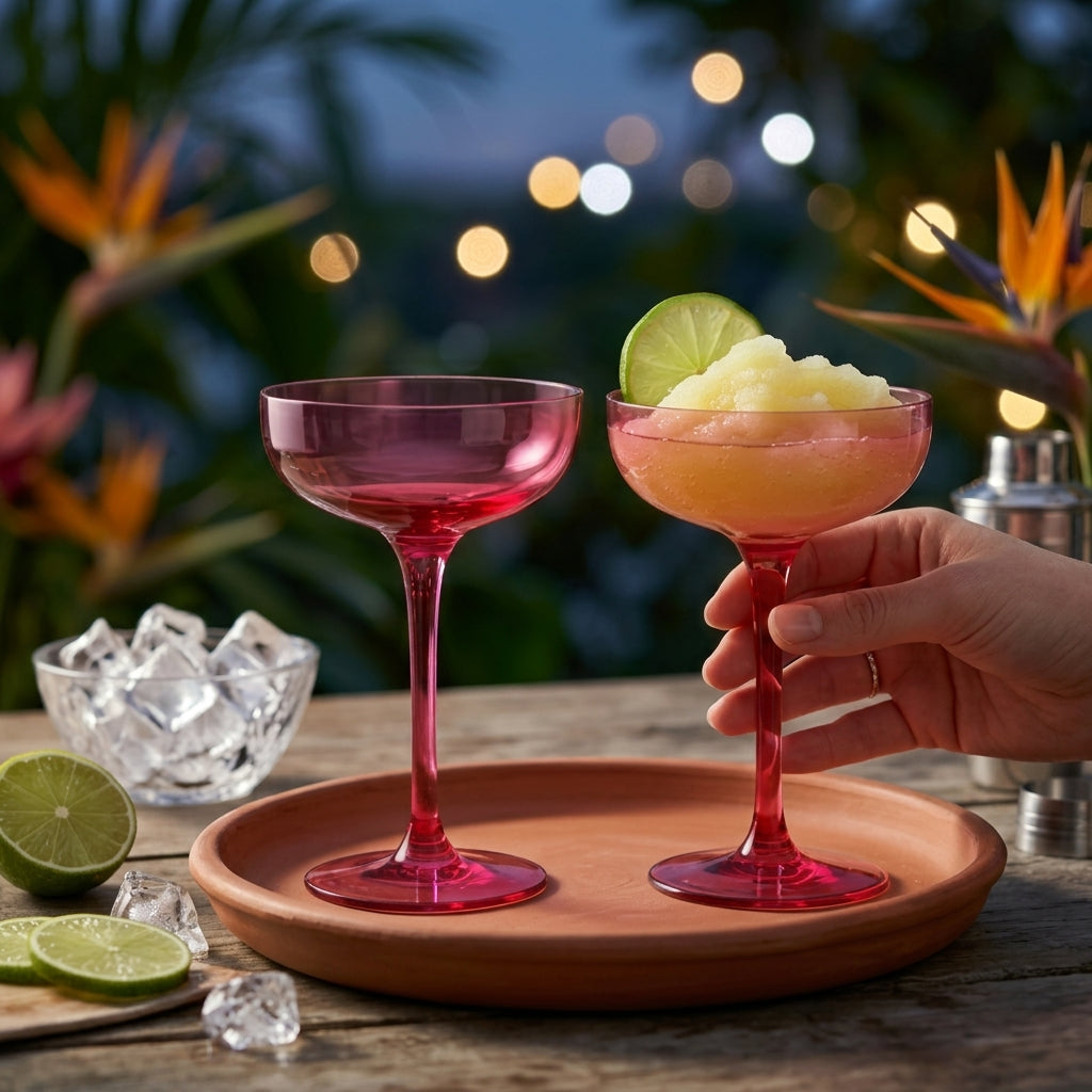 Vibrant Fuchsia Coupe Glass Set (Set of 2)