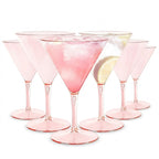 Vintage Sky Blue Textured Coupe Glass Set - 6 Pieces