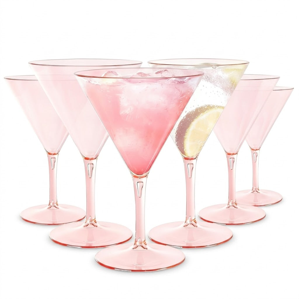 Vintage Sky Blue Textured Coupe Glass Set - 6 Pieces