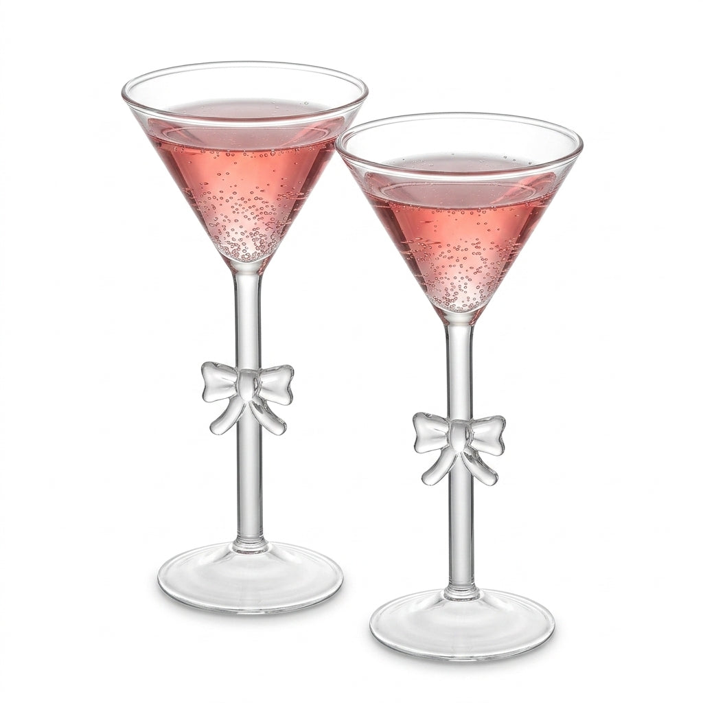 Coquette Glass Bow Martini Glass Set (Set of 2)