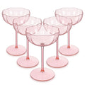 Blush Pink Floral Scalloped Coupe Glass Set (Set of 5)
