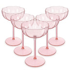 Blush Pink Floral Scalloped Coupe Glass Set (Set of 5)