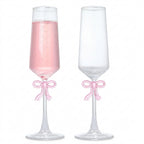 Coquette Pink Bow Champagne Flute Set (Set of 2)