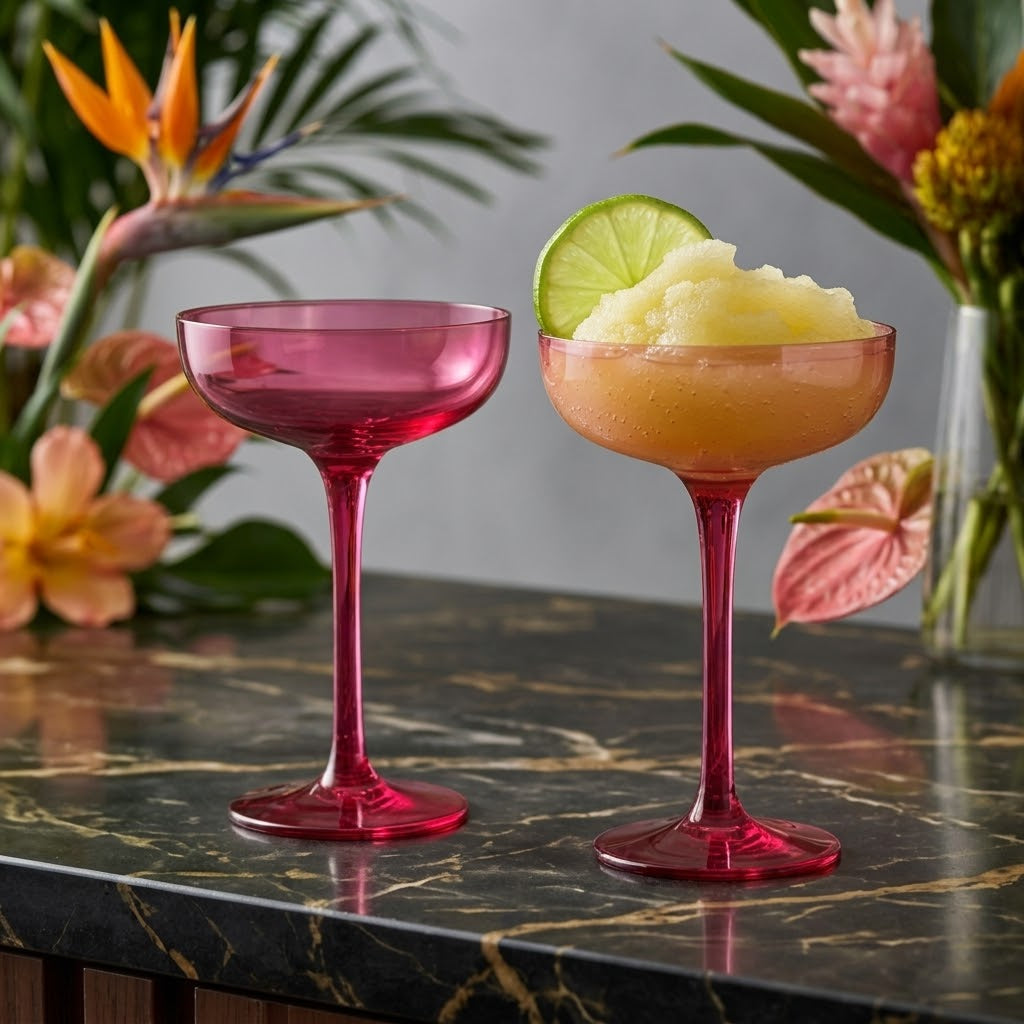 Vibrant Fuchsia Coupe Glass Set (Set of 2)