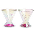 Iridescent Double-Walled Heart Confetti Stemless Martini Glass Set (Set of 2)