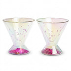 Iridescent Double-Walled Heart Confetti Stemless Martini Glass Set (Set of 2)