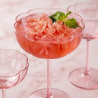 Blush Pink Floral Scalloped Coupe Glass Set (Set of 5)