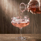 Jeweled Pink Bow Coquette Coupe Glass Set (Set of 4)