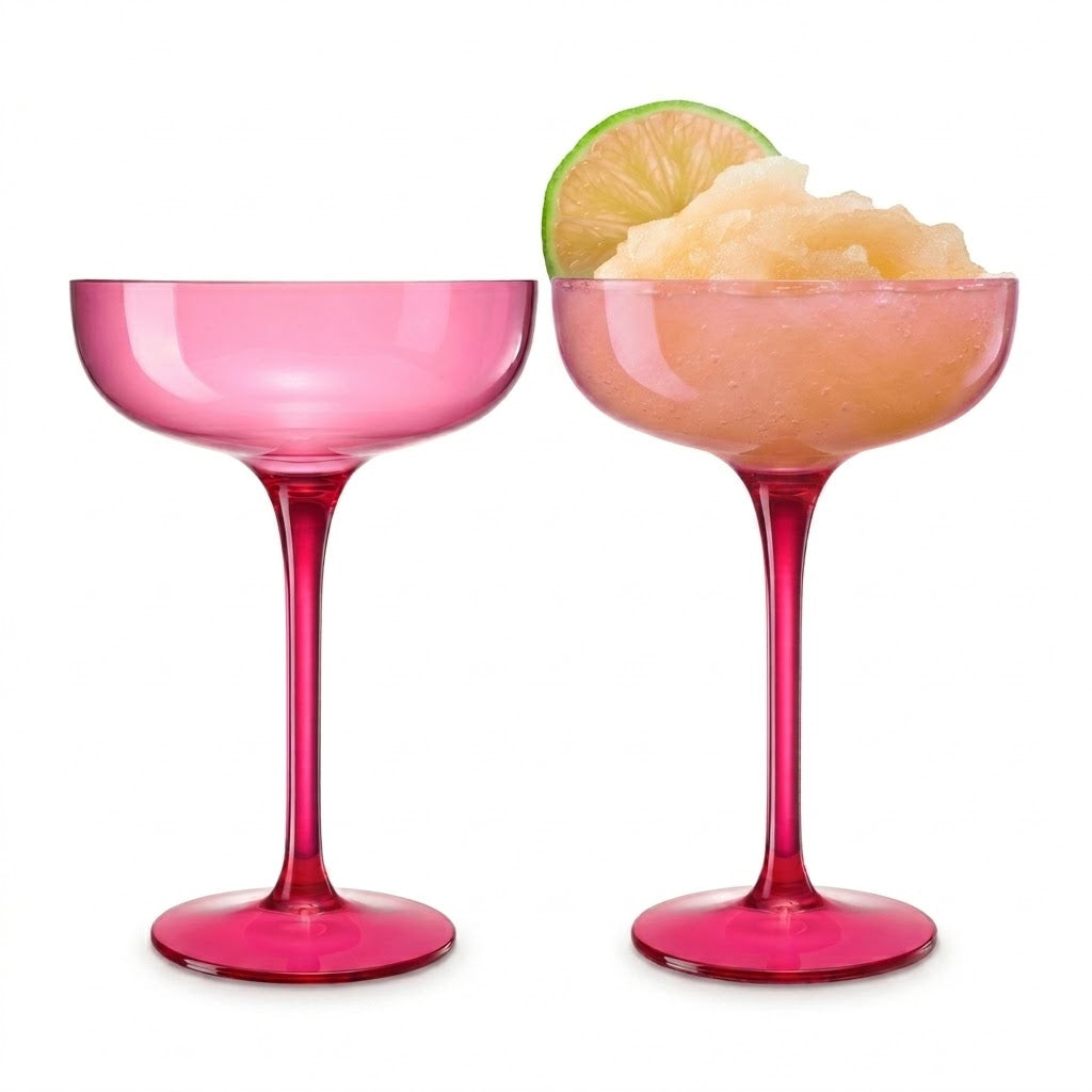 Vibrant Fuchsia Coupe Glass Set (Set of 2)