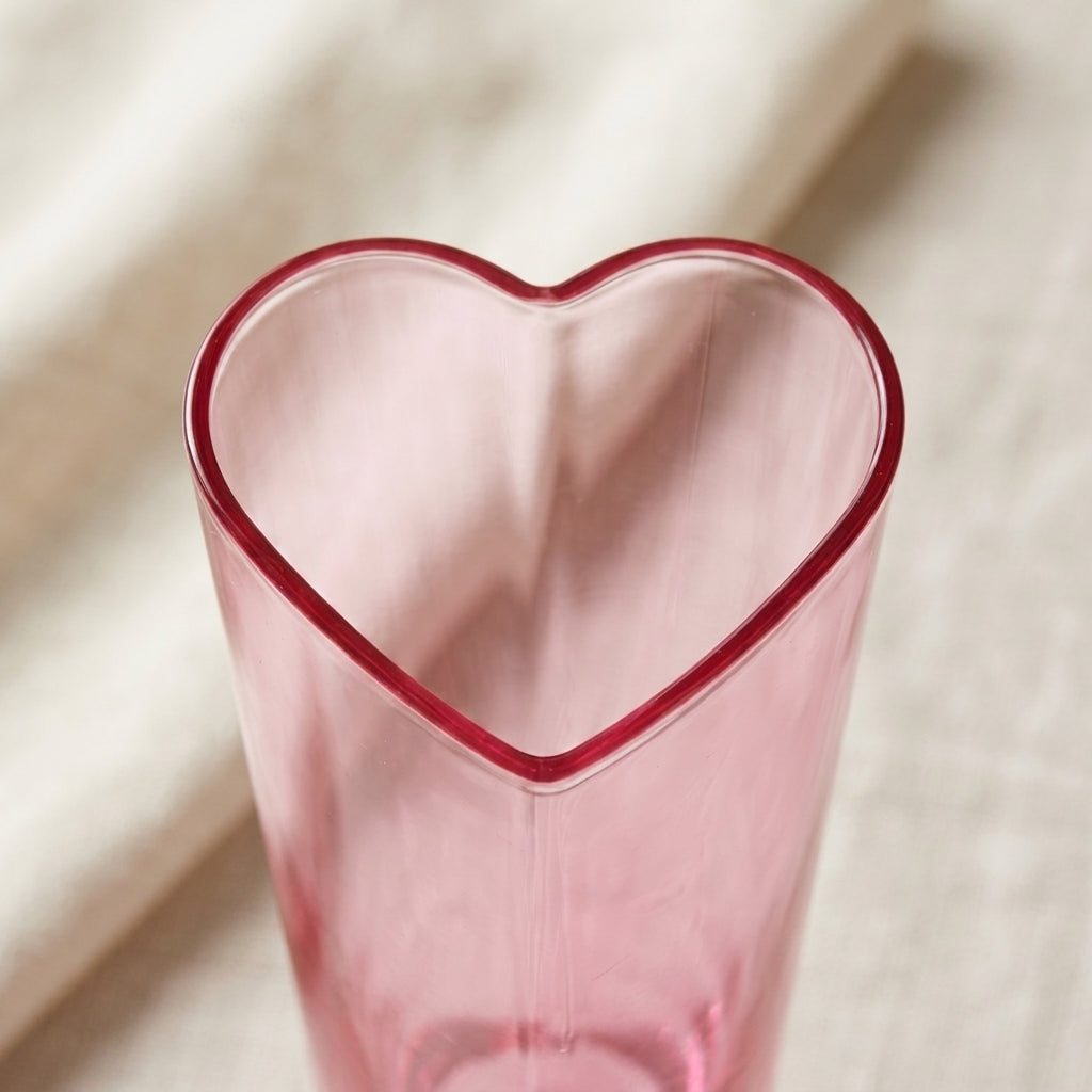 Vibrant Pink Heart-Shaped Champagne Flute Set (Set of 2)