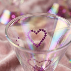 Iridescent Double-Walled Heart Confetti Stemless Martini Glass Set (Set of 2)