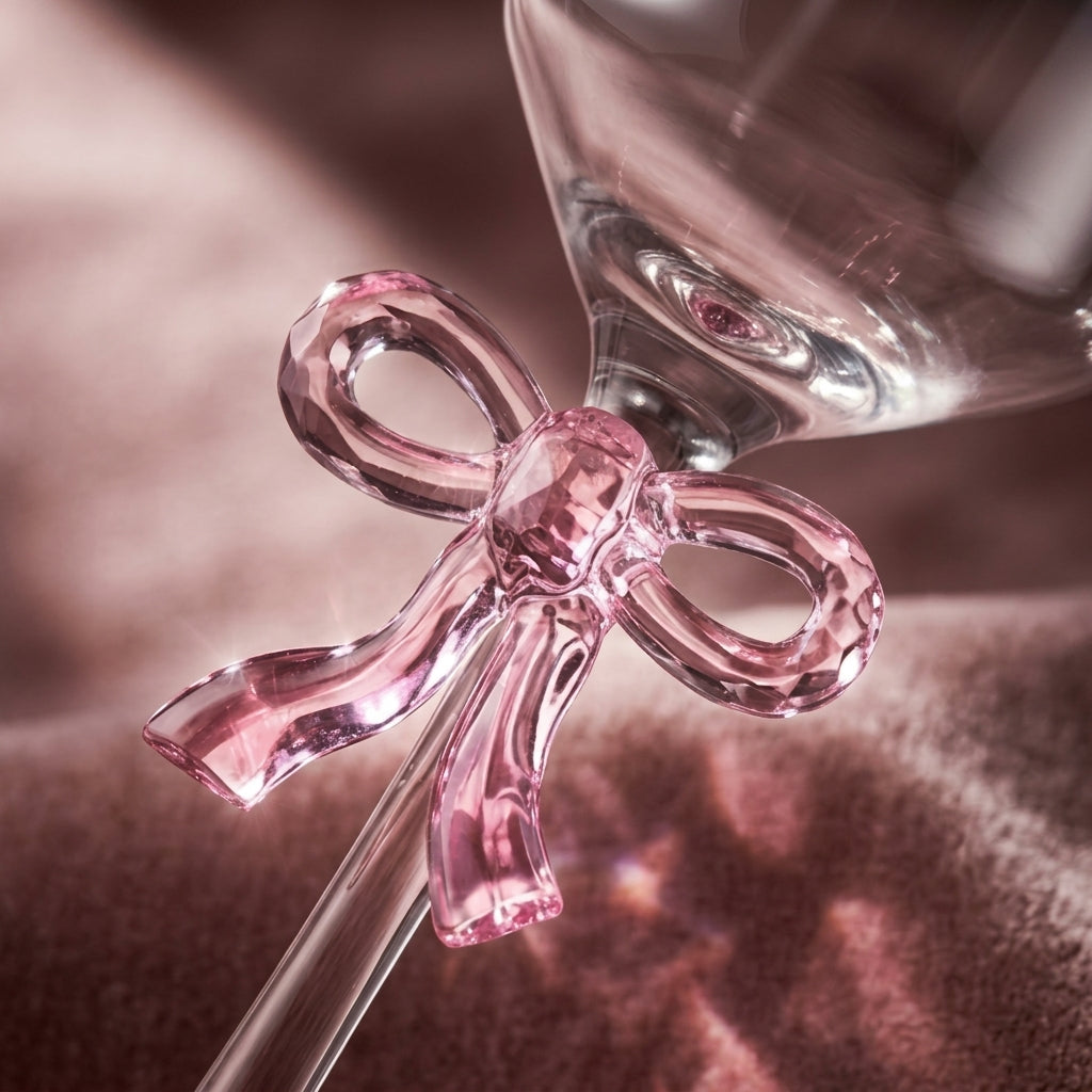 Coquette Pink Bow Champagne Flute Set (Set of 2)