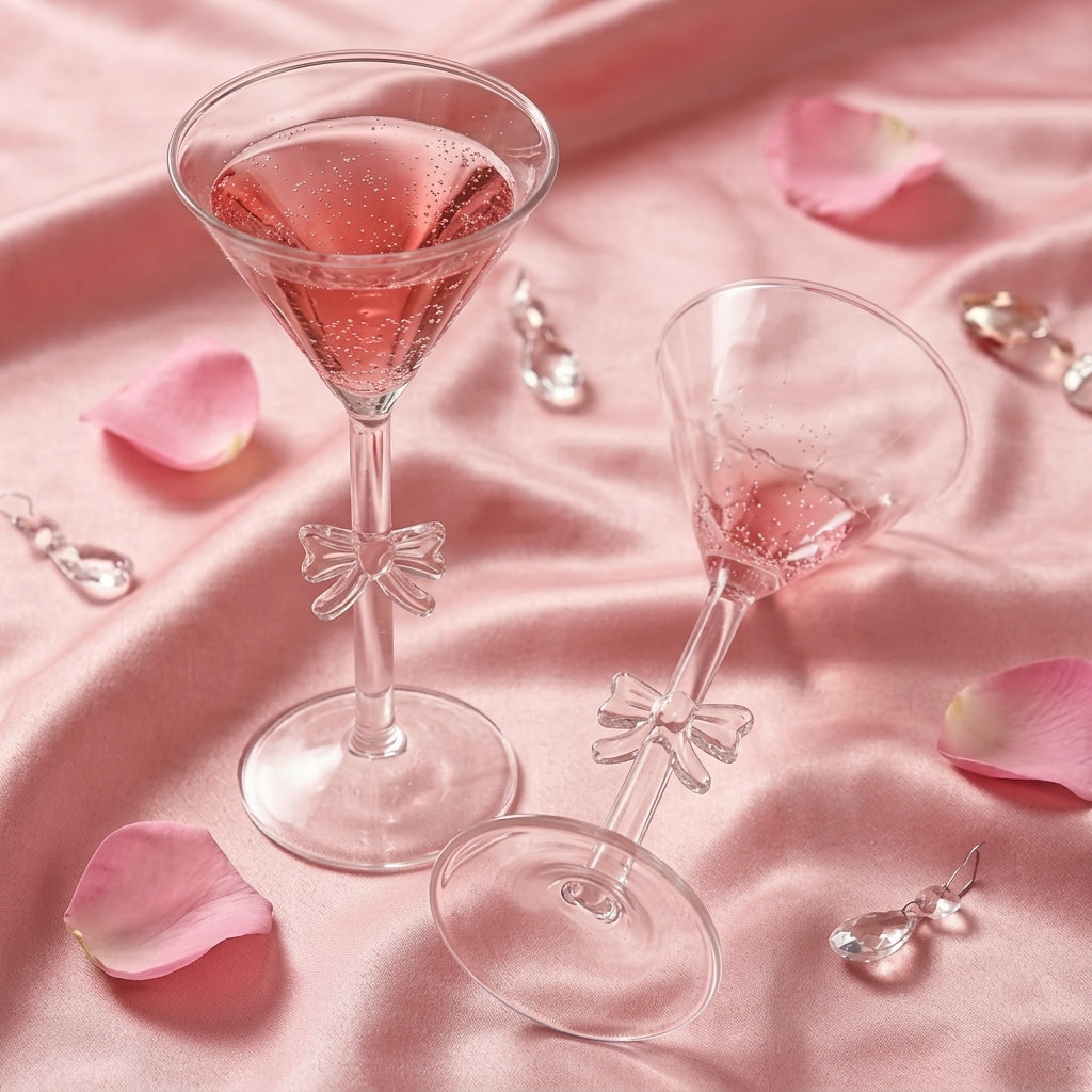 Coquette Glass Bow Martini Glass Set (Set of 2)